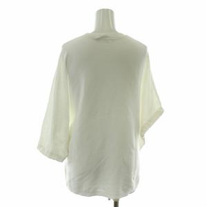 ENFOLD ニット カットソー クルーネック ドルマンスリーブ アシンメトリー 半袖 七分袖 38 M 白 ホワイト