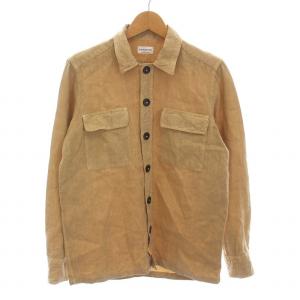 MILITARY SHIRTS JACKET ミリタリーシャツ ジャケット ブルゾン リネン 麻100％ 長袖 S ベージュ
