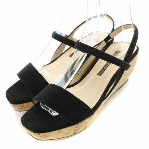 SUNNY ストラップサンダル スクエアトゥ プラットフォーム 厚底 スエード 36 23cm 黒 ブラック