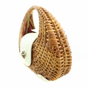 kate spade new york かごバッグ カゴバッグ ハンドバッグ ターンロック式 切替 編み込み 茶 ブラウン