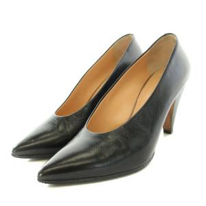 パンプス ポインテッドトゥ ハイヒール レザー ビブラムソール 34.5 21.5cm 黒 ブラック /YT