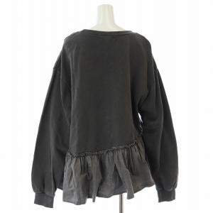 FREAK'S STORE 24SS 裾フリルピグメントスウェット トレーナー 長袖 クルーネック 切替 F グレー 1123248902209