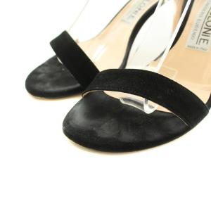 Nebuloni サンダル アンクルストラップ ハイヒール スエード 箱付き 37.5 24.0cm 黒 ブラック 5805