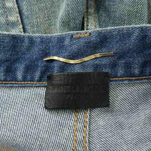 SAINT LAURENT PARIS デニムパンツ ジーンズ ジップフライ 革ラベル 牛革 28 インディゴ /BB
