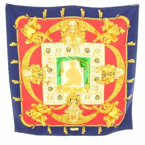 HERMES カレ90 シャルル ガルニエへの賛辞 HOMMAGE A CHARLES スカーフ 絹 シルク 紺 ネイビー