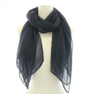 PLEATS PLEASE ISSEY MIYAKE イッセイミヤケ ストール マフラー プリーツ 薄手 ポリエステル 紺 ネイビー PP96-AD027