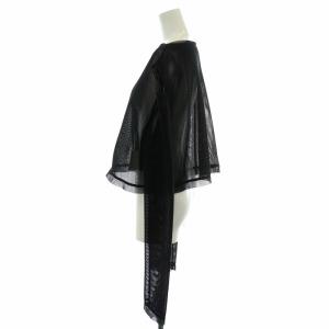 JUNYA WATANABE AD2022 カットソー Tシャツ 長袖 ボートネック メッシュ シアー シースルー オープンショルダー ショート丈 M 黒