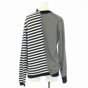 JUNYA WATANABE コムデギャルソン AD2018 ニット セーター 長袖 ボーダー 切替 アシンメトリー M 紺 ネイビー 白 ホワイト JC-N013