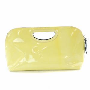 ハンドバッグ クラッチバッグ セカンドバッグ レザー エナメル 黄色 イエロー 黒 ブラック PI18-0007