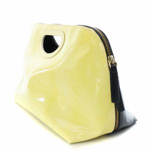 PELLICO ハンドバッグ クラッチバッグ セカンドバッグ レザー エナメル 黄色 イエロー 黒 ブラック PI18-0007