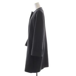 UNITED ARROWS 23AW Coat ノーカラーコート アウター ロング丈 ウール 36 S チャコールブラック 1525-199-4515