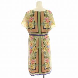 GRACE CONTINENTAL ワンピース 花柄 半袖 ひざ丈 36 S ベージュ マルチカラー /G