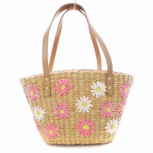 TOCCA かごバッグ トートバック 花刺繍 フラワーモチーフ 鞄 ベージュ /MM