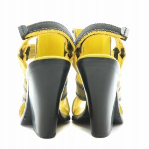 DIESEL ストラップサンダル ラウンドトゥ ウェッジソール キャンバス 37 24cm 黄色 イエロー 黒 ブラック