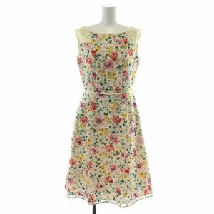 TOCCA スターファイヤー STAR FIRE ドレス ワンピース ひざ丈 フレア ノースリーブ 花柄 総柄 レース タック ボートネック