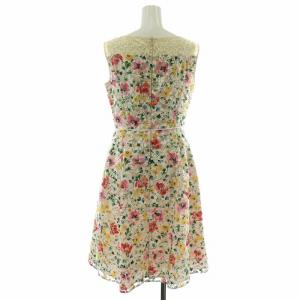 TOCCA スターファイヤー STAR FIRE ドレス ワンピース ひざ丈 フレア ノースリーブ 花柄 総柄 レース タック ボートネック
