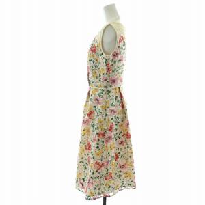 TOCCA スターファイヤー STAR FIRE ドレス ワンピース ひざ丈 フレア ノースリーブ 花柄 総柄 レース タック ボートネック