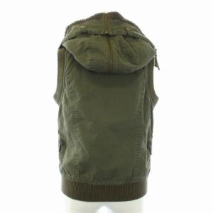 BURBERRY BLUE LABEL ミリタリー ベスト フード ボア ジップアップ ホース 刺繍 38 M カーキ