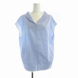 ブラウス カットソー Vネック フレンチスリーブ 半袖 青 ブルー /RO