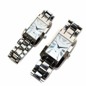 ペアウォッチ 腕時計 クオーツ アナログ 2針 スモールセコンド スクエア シルバー色 白 ホワイト AR-0145 AR-0146