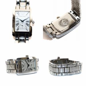EMPORIO ARMANI ペアウォッチ 腕時計 クオーツ アナログ 2針 スモールセコンド スクエア シルバー色 白 ホワイト AR-0145 AR-0146