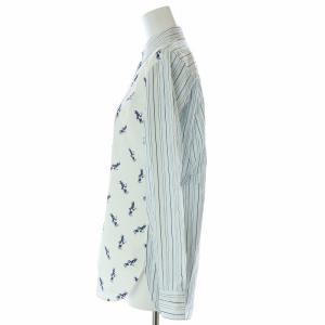 PAUL SMITH ストライプウィズカートゥーンバニーシャツ ブラウス 長袖 レギュラーカラー ドット柄 38 M 水色 ライトブルー 白 ホワイト