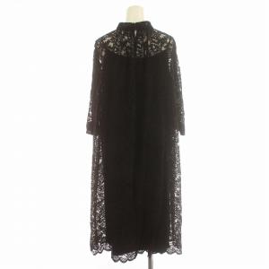 CELFORD ワンピース 総レース ハイネック 七分袖 ひざ丈 36 S 黒 ブラック