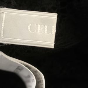 CELFORD ワンピース 総レース ハイネック 七分袖 ひざ丈 36 S 黒 ブラック