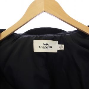 COACH WOOL LEATHER VARSITY JACKET スタジャン ジャケット ブルゾン 中綿 レザー切替 XS 黒 白 ブラック