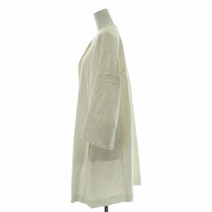 ADORE ノーカラーコート アウター ロング丈 シングル ストレッチ 麻 リネン混 36 S 白 ホワイト /BB
