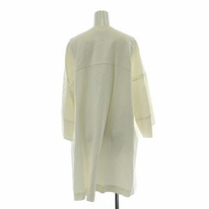 ADORE ノーカラーコート アウター ロング丈 シングル ストレッチ 麻 リネン混 36 S 白 ホワイト /BB