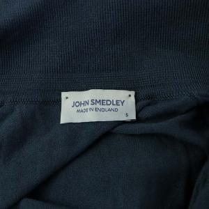 JOHN SMEDLEY ニット カットソー スキッパー 半袖 薄手 無地 S 紺 ネイビー