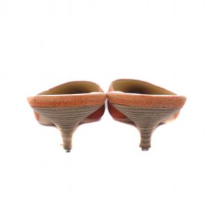 miumiu ミュール サンダル ミドルヒール フリンジ スエード 37 24cm オレンジ