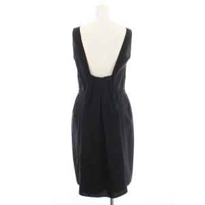 PRADA ワンピース フレア ノースリーブ ミモレ ロング 42 L 黒 ブラック