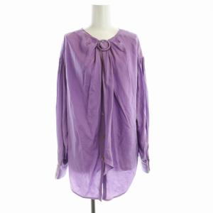 ブラウス カットソー ノーカラー 長袖 2 M 紫 パープル /RO