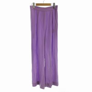 ワイドパンツ イージー 裾ボタン 2 M 紫 パープル