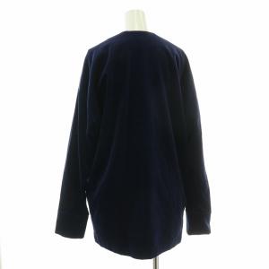 08sircus セットアップ 上下 カットソー 長袖 Vネック ワイドパンツ イージー ウエストゴム 無地 ベロア 1 S 0 XS 紺 ネイビー