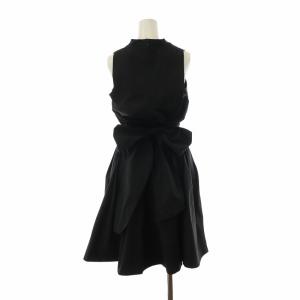 SNIDEL 23SS リボンベルトシャツミディワンピース フレア ひざ丈 ノースリーブ Vネック 0 S 黒 ブラック