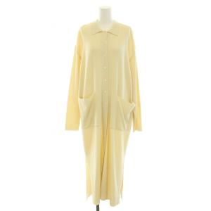 ロングニットワンピース スタンダードカラー 長袖 ハイゲージ ウール混 アンゴラ混 F アイボリー TN18AW017