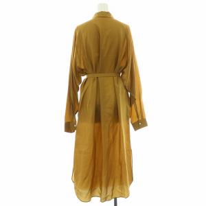 08sircus シャツワンピース マキシ ロング 長袖 レギュラーカラー ベルト シルク混 無地 1 S 茶 ブラウン