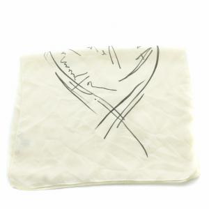 ANN DEMEULEMEESTER ストール シアー シースルー ロゴ プリント シルク アイボリー