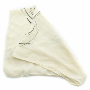 ANN DEMEULEMEESTER ストール シアー シースルー ロゴ プリント シルク アイボリー