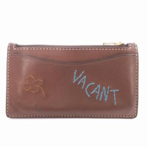 小銭入れ コインケース ミニウォレット 刺繍 レザー 茶 ブラウン