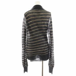 ANN DEMEULEMEESTER カーディガン ボーダー柄 変形 アルパカ ウール 38 M グレー ベージュ