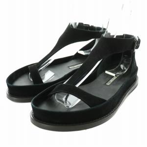 サンダル スエード フラット Tストラップ 35 22.5cm 黒 ブラック /NW36