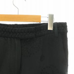ANN DEMEULEMEESTER スラックスパンツ クロップド ジップフライ 刺繍 切替 絹 シルク 36 S 黒 ブラック /NW18