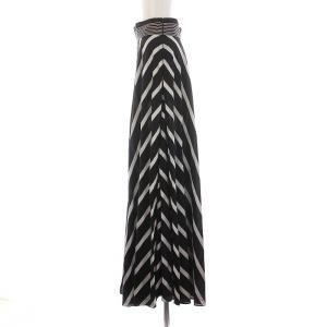 DIANE von FURSTENBERG フレアスカート ロング ストライプ 2 M 黒 ブラック 白 ホワイト