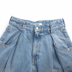 SNIDEL 23SS ダブルタックデニムワイドパンツ ジーンズ ハイウエスト 0 S 水色 SWFP231187