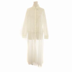 Grace Class シャツワンピース ロング プリーツ シアー シースルー 長袖 カットソー 36 S 白 ホワイト