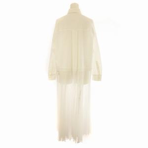 Grace Class シャツワンピース ロング プリーツ シアー シースルー 長袖 カットソー 36 S 白 ホワイト